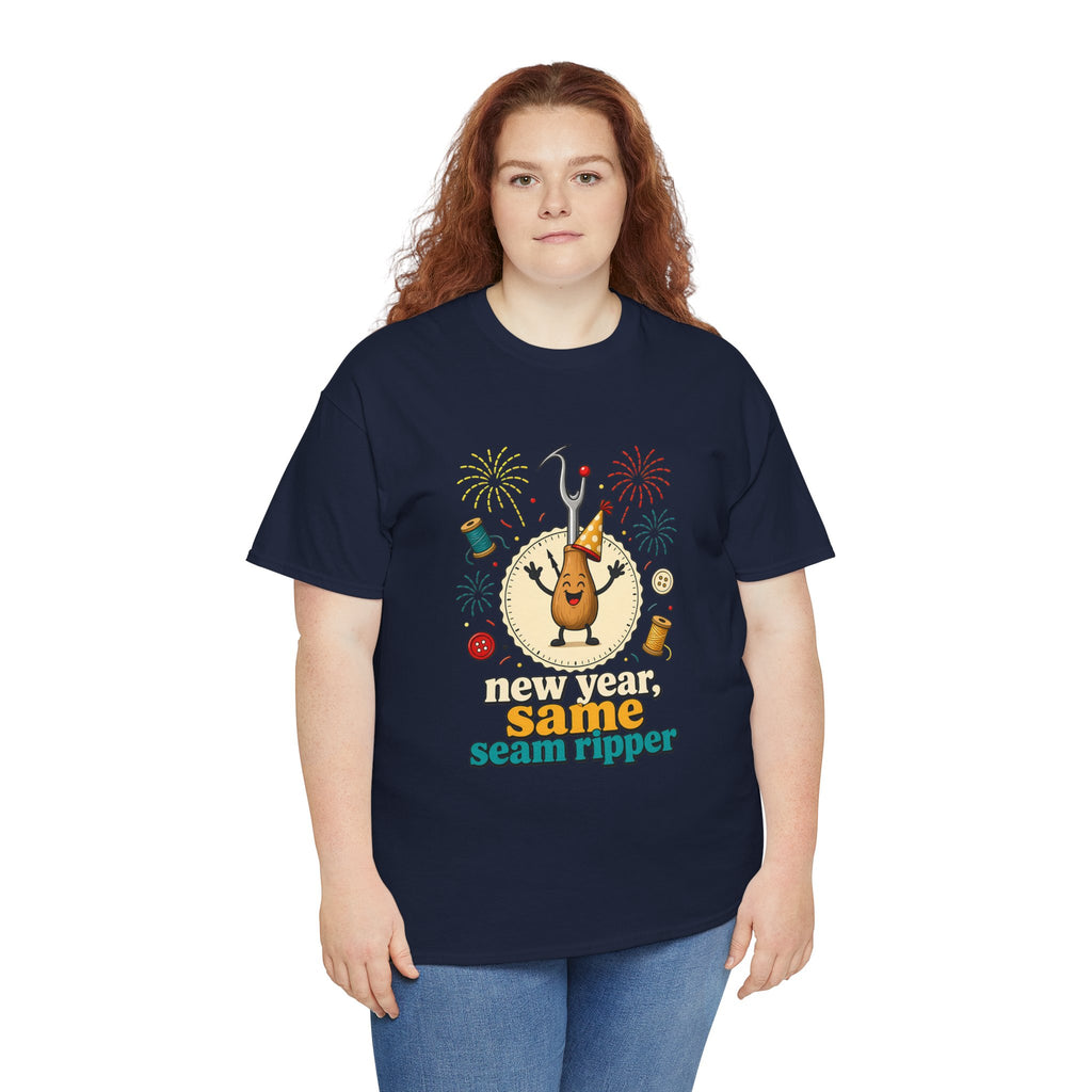 New Year Same Seam Ripper Plus Size Tee up to 5XL, Funny Sewing New Years Shirt, Quilter Humor Gift, Sewist Party Tee