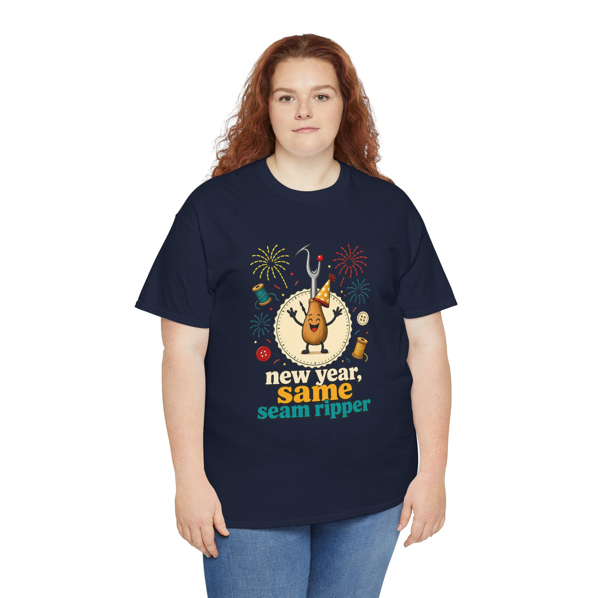 New Year Same Seam Ripper Plus Size Tee up to 5XL, Funny Sewing New Years Shirt, Quilter Humor Gift, Sewist Party Tee