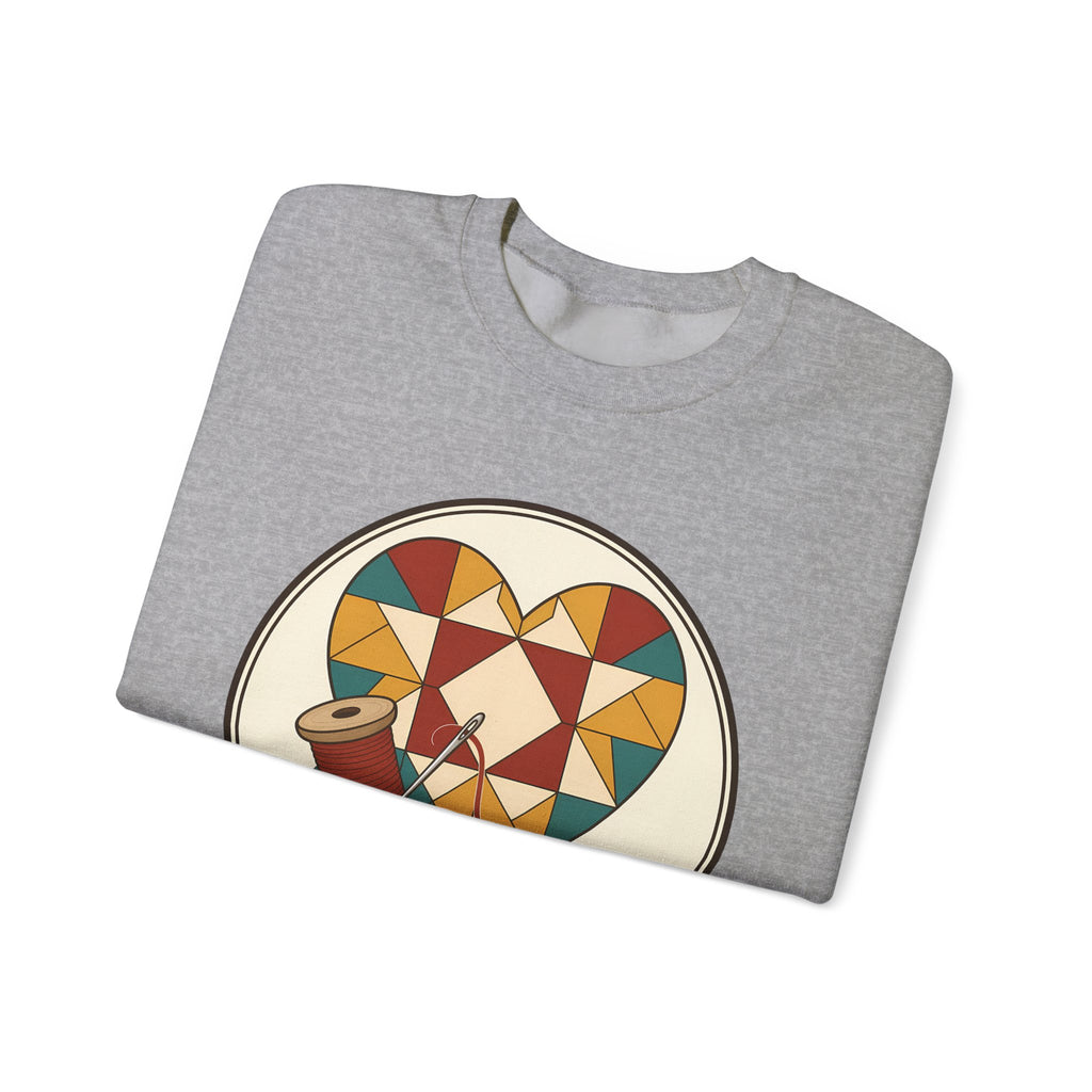 Piecing Myself Together Quilting Sweatshirt, Quilt Heart Badge Crewneck, Retro Quilter Gift, Patchwork Lover Sweater
