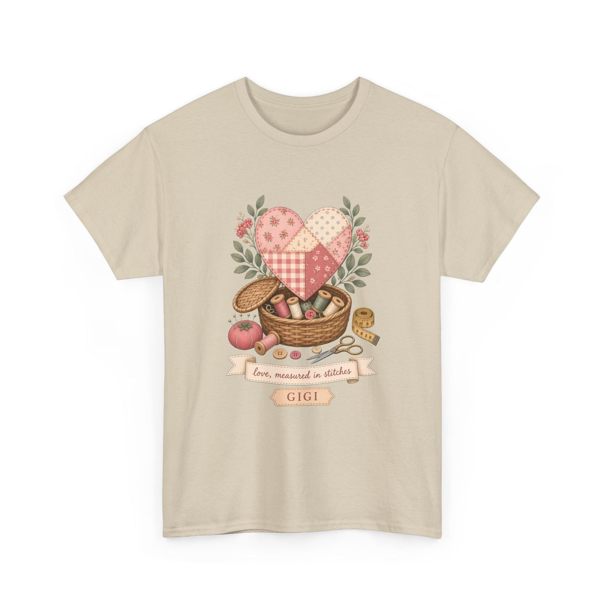 Love Measured in Stitches Gigi Plus Size Tee up to 5XL, Sewing Grandma Gift, Personalized Quilting Nana Shirt, Mothers Day Gift