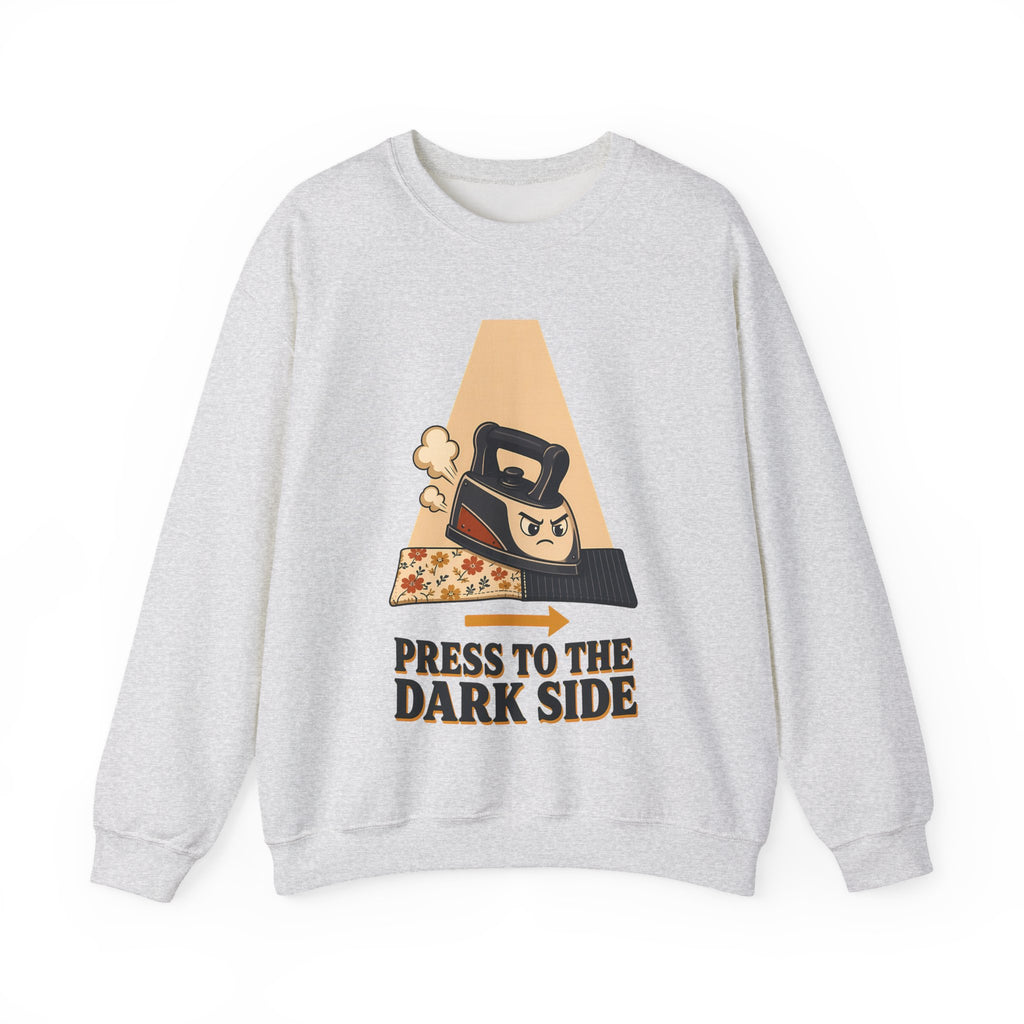 Press to the Dark Side Quilting Sweatshirt, Funny Iron Seam Pressing Crewneck, Quilter Humor Gift, Sewing Sweater