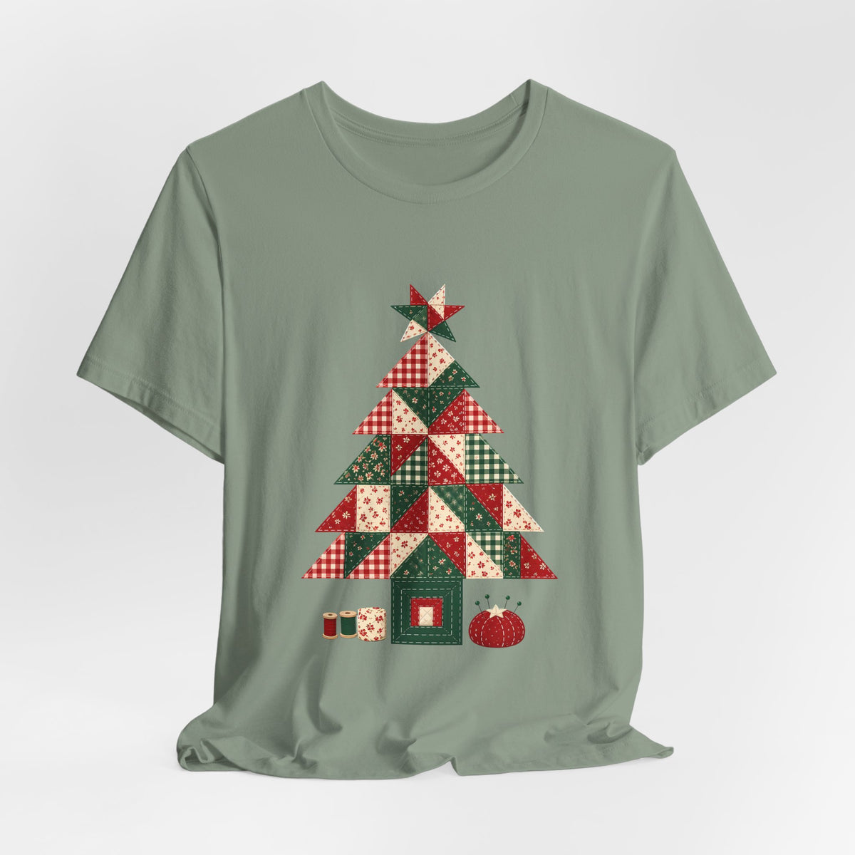 Quilt Block Christmas Tree Shirt, Patchwork Quilter Holiday Tee or Tote, Gift for Quilters, Sewing Christmas Sweatshirt
