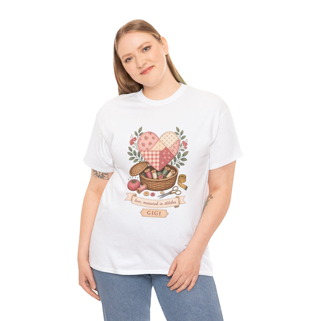 Love Measured in Stitches Gigi Plus Size Tee up to 5XL, Sewing Grandma Gift, Personalized Quilting Nana Shirt, Mothers Day Gift