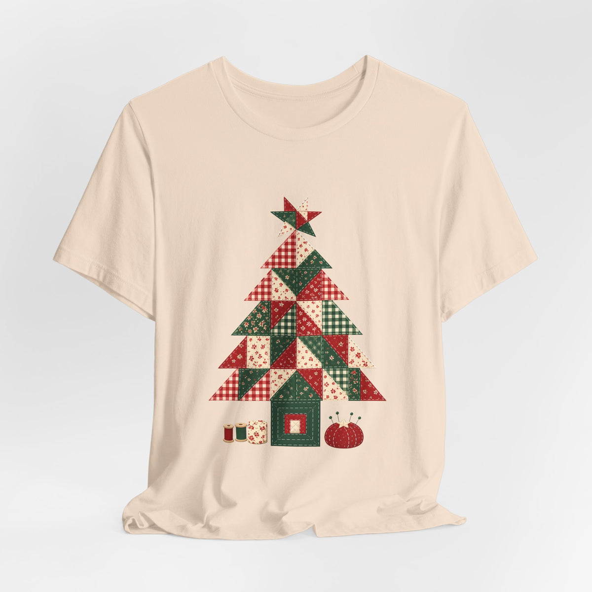 Quilt Block Christmas Tree Shirt, Patchwork Quilter Holiday Tee or Tote, Gift for Quilters, Sewing Christmas Sweatshirt