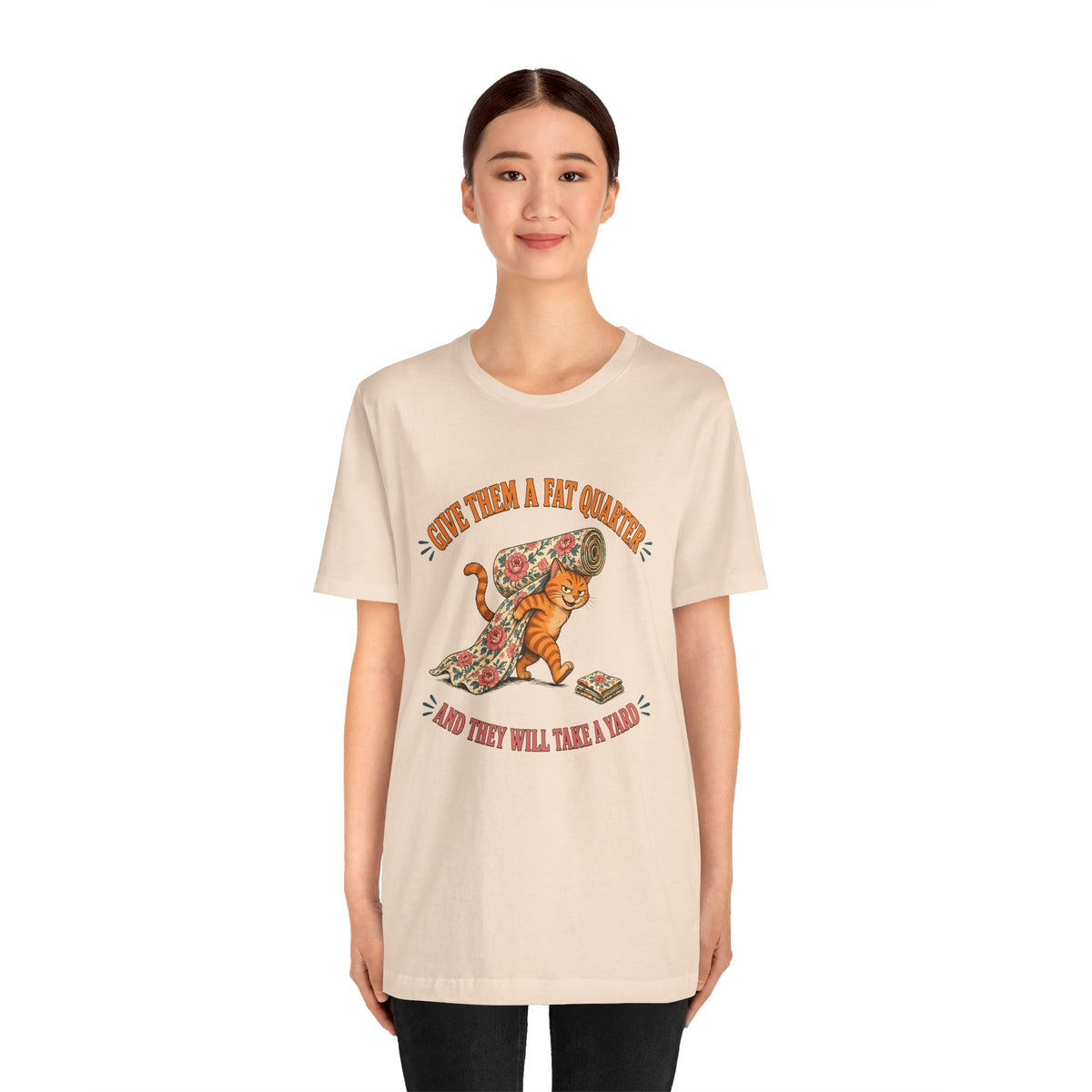 Give Them a Fat Quarter They Will Take a Yard Shirt, Funny Cat Quilting Tee, Fabric Thief Cat Tote, Quilter Gift