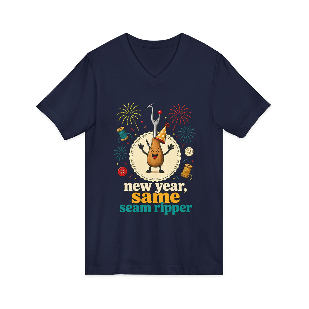 New Year Same Seam Ripper V-Neck Shirt, Funny Sewing New Years Tee, Quilter Humor Gift, Sewist Party Shirt or Tote