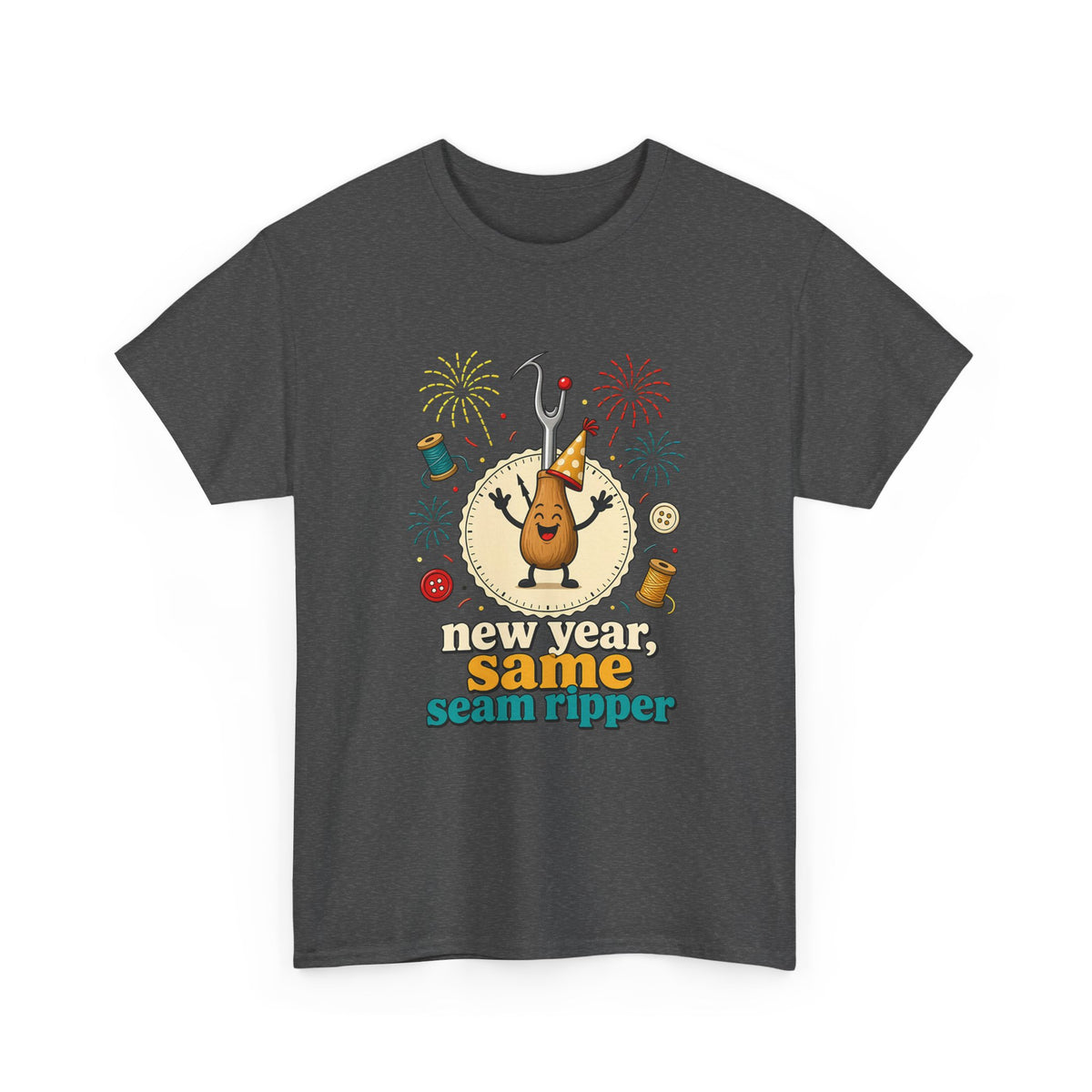 New Year Same Seam Ripper Plus Size Tee up to 5XL, Funny Sewing New Years Shirt, Quilter Humor Gift, Sewist Party Tee