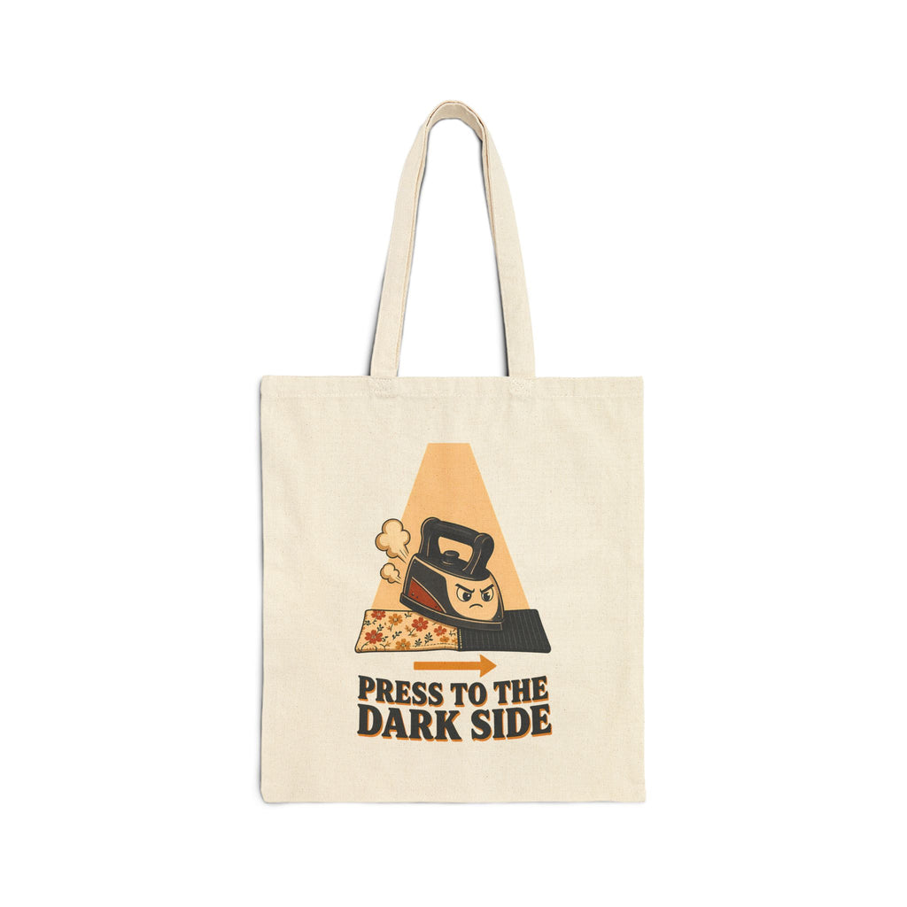 Press to the Dark Side Quilting Tote Bag, Funny Iron Seam Pressing Craft Tote Bag, Quilter Humor Gift