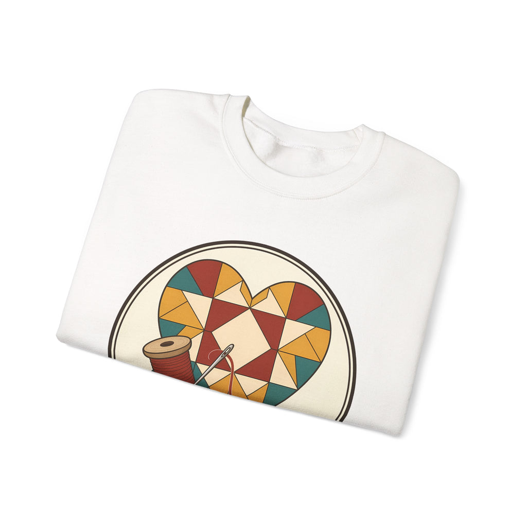 Piecing Myself Together Quilting Sweatshirt, Quilt Heart Badge Crewneck, Retro Quilter Gift, Patchwork Lover Sweater