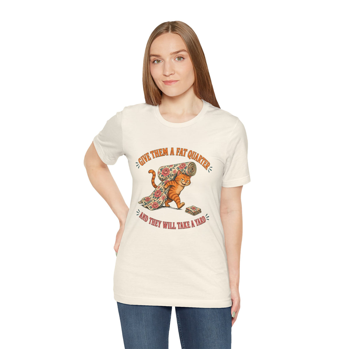 Give Them a Fat Quarter They Will Take a Yard Shirt, Funny Cat Quilting Tee, Fabric Thief Cat Tote, Quilter Gift