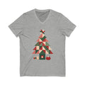 Quilt Block Christmas Tree V-Neck Shirt, Patchwork Quilter Holiday Tee or Tote, Gift for Quilters, Sewing Christmas Sweatshirt