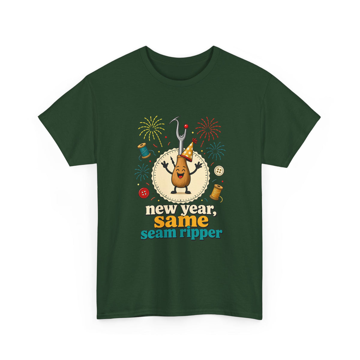 New Year Same Seam Ripper Plus Size Tee up to 5XL, Funny Sewing New Years Shirt, Quilter Humor Gift, Sewist Party Tee