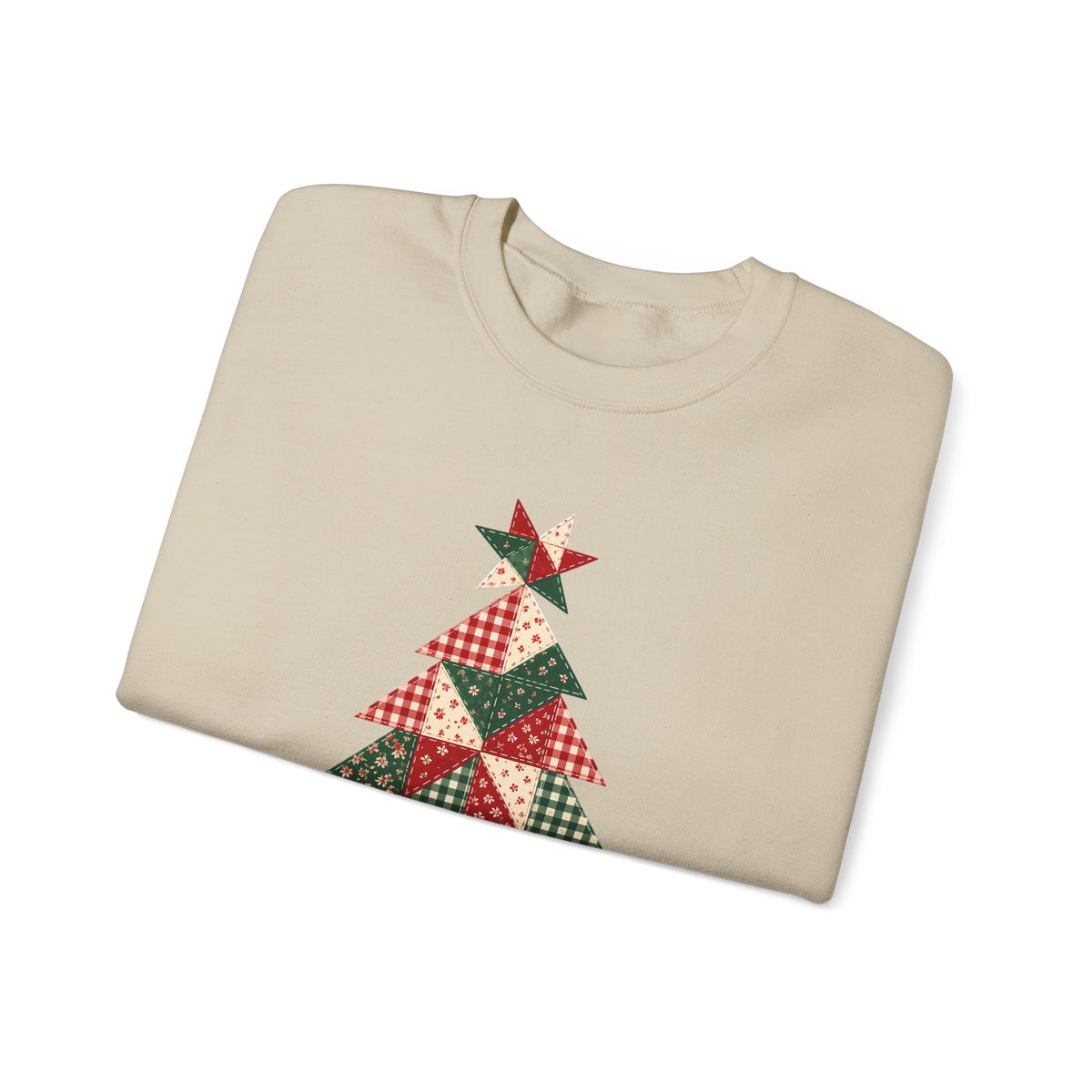 Quilt Block Christmas Tree Sweatshirt, Patchwork Quilter Holiday Crewneck, Gift for Quilters, Sewing Christmas Sweater