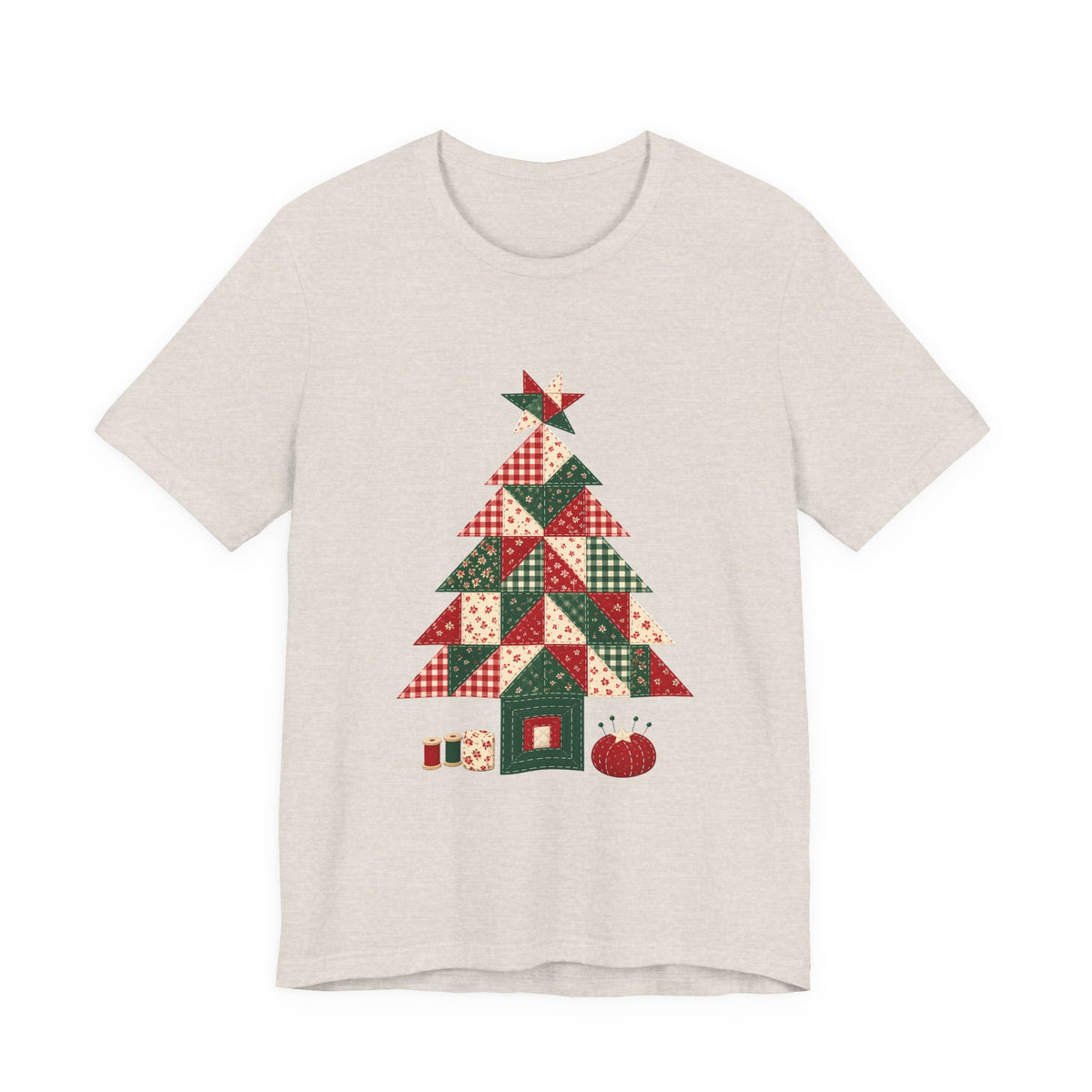 Quilt Block Christmas Tree Shirt, Patchwork Quilter Holiday Tee or Tote, Gift for Quilters, Sewing Christmas Sweatshirt