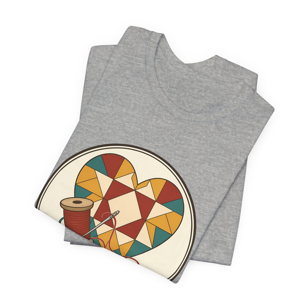 Piecing Myself Together Quilting Shirt, Quilt Heart Badge Tee, Retro Quilter Gift, Patchwork Tote Bag