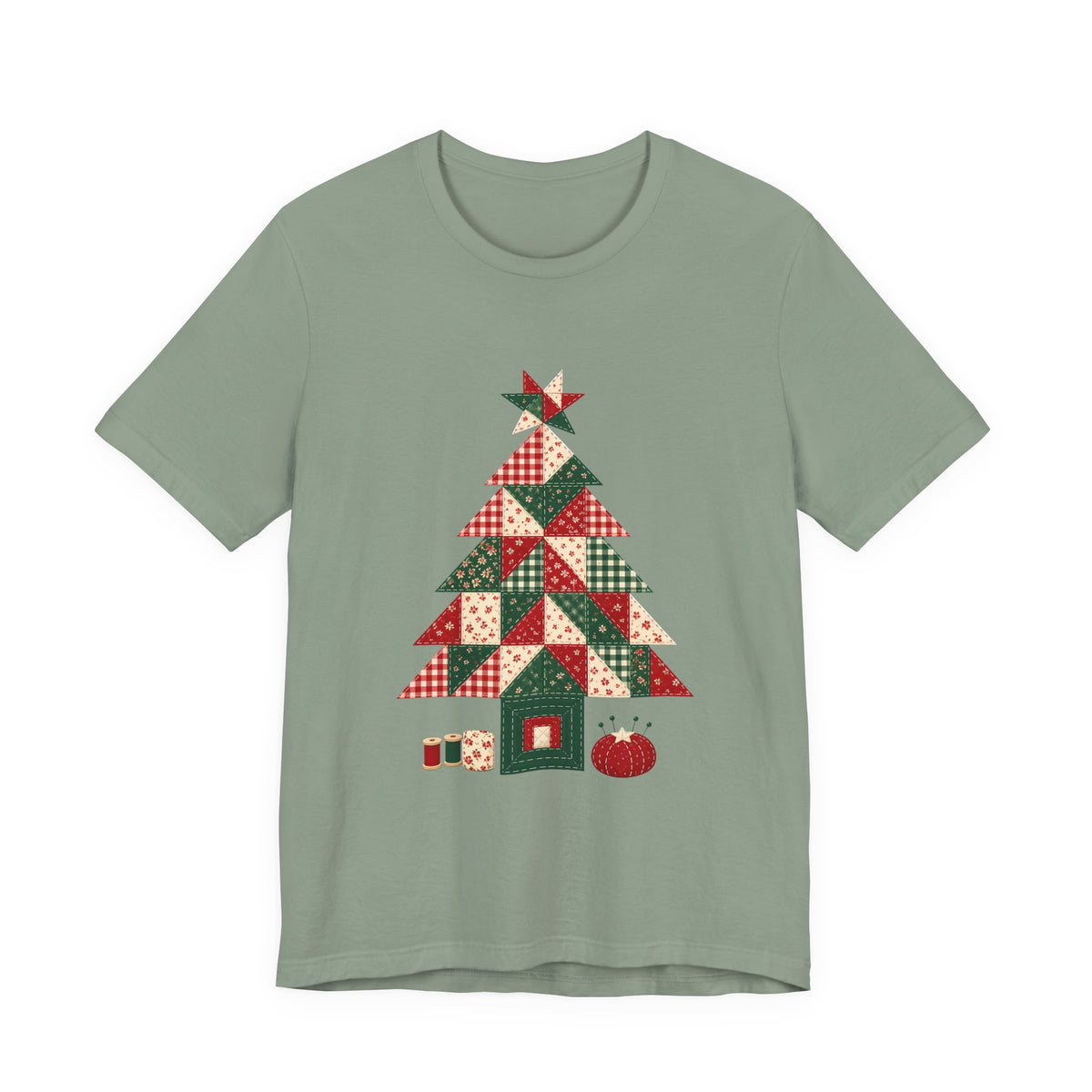 Quilt Block Christmas Tree Shirt, Patchwork Quilter Holiday Tee or Tote, Gift for Quilters, Sewing Christmas Sweatshirt