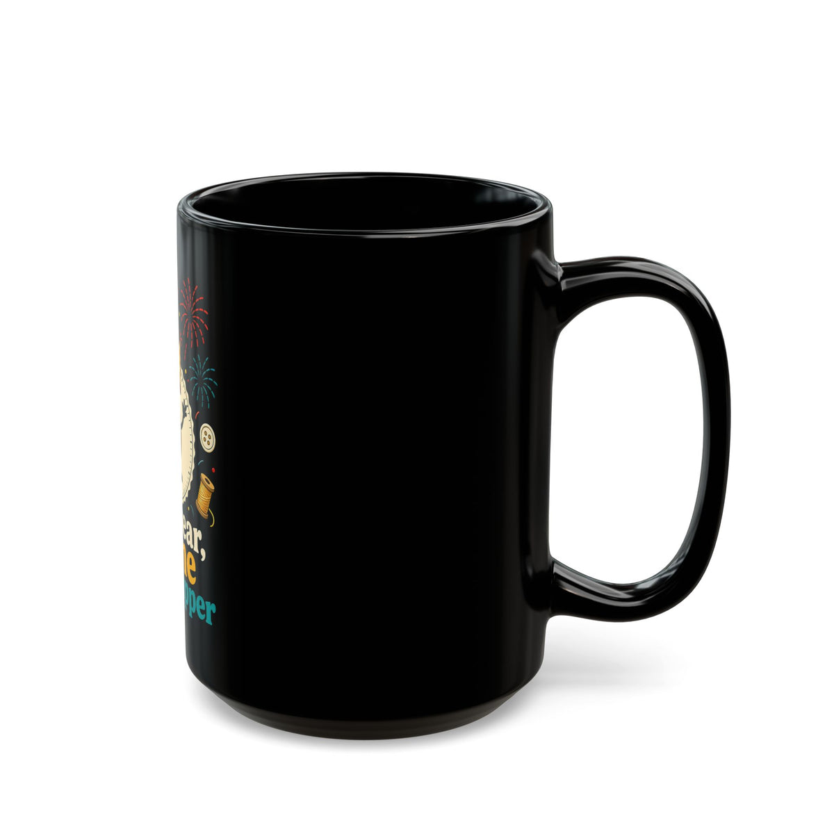 New Year Same Seam Ripper Mug, Funny Quilting Gift, Sewing Humor Black Coffee Mug 11oz 15oz, Quilter Seam Ripper Gift