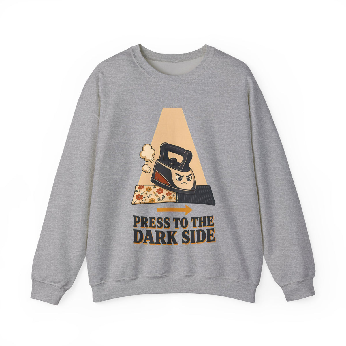 Press to the Dark Side Quilting Sweatshirt, Funny Iron Seam Pressing Crewneck, Quilter Humor Gift, Sewing Sweater
