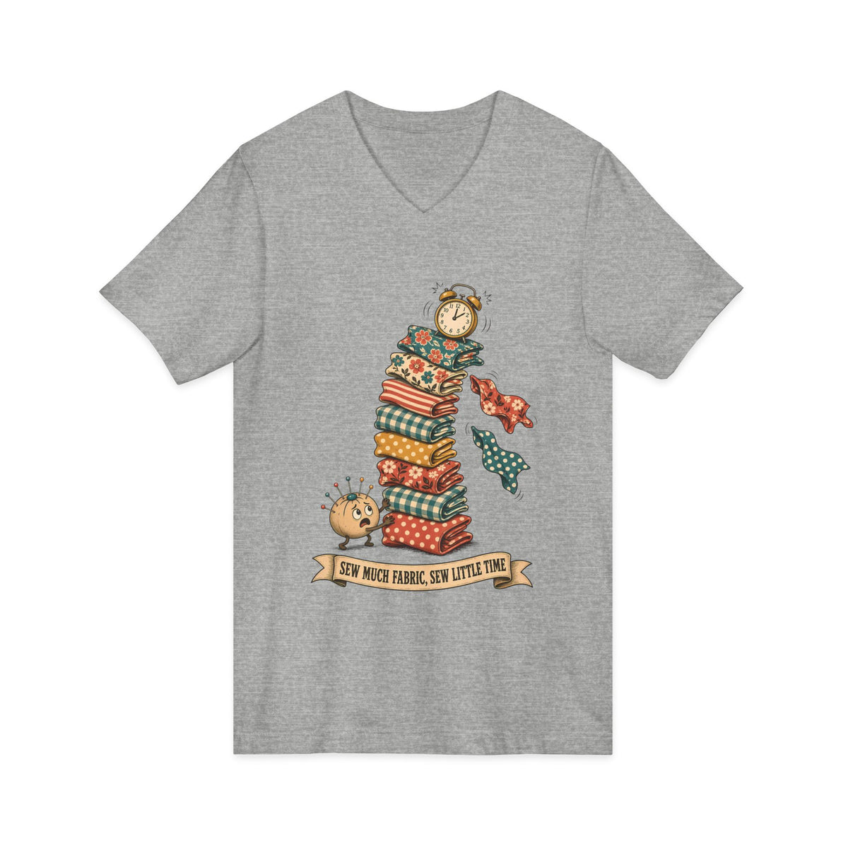 Sew Much Fabric Sew Little Time V-Neck Shirt, Funny Fabric Stash Quilter Tee, Sewing Tote Bag, Gift for Sewist
