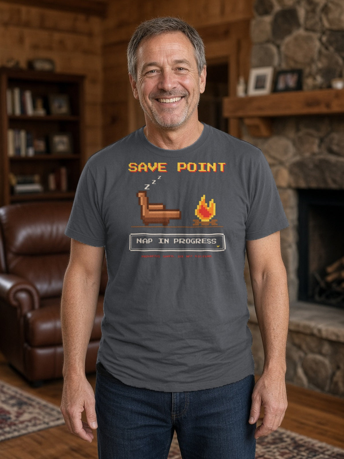 Save Point Nap in Progress Tee - Asphalt