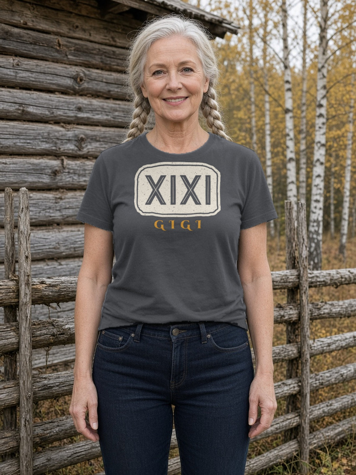 GIGI in Runes Carved Stone Tee - Asphalt