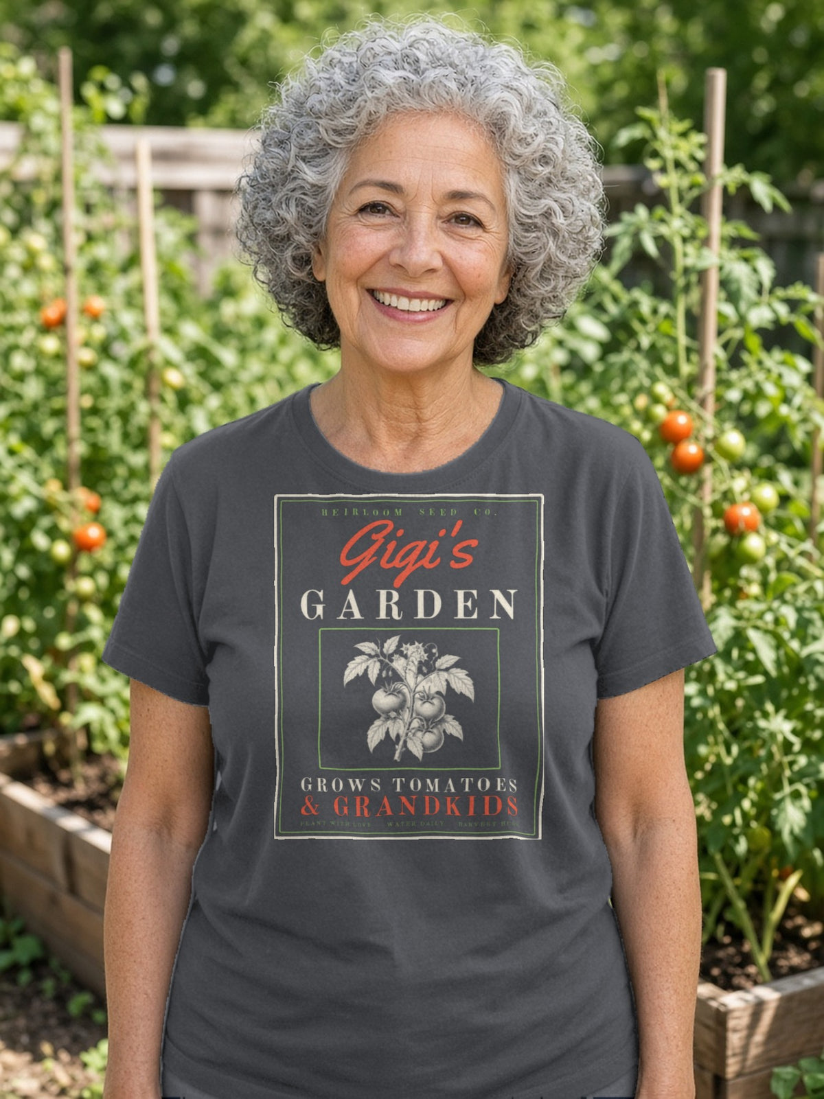 Gigi's Garden Seed Packet Tee - Asphalt