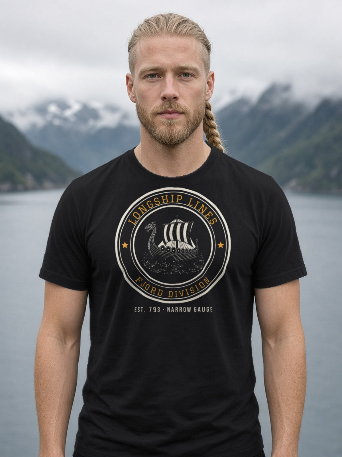Longship Lines Railroad Herald Tee - Black