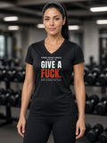 Almost Pulled a Muscle Women's V-Neck Tee (Polyester) – Bold - Black