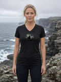 The Storm Moor Swordsman Women's V-Neck Tee (Polyester) - Black
