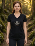 Sail North Longship Woodcut V-Neck Tee (Poly Blend) - Black