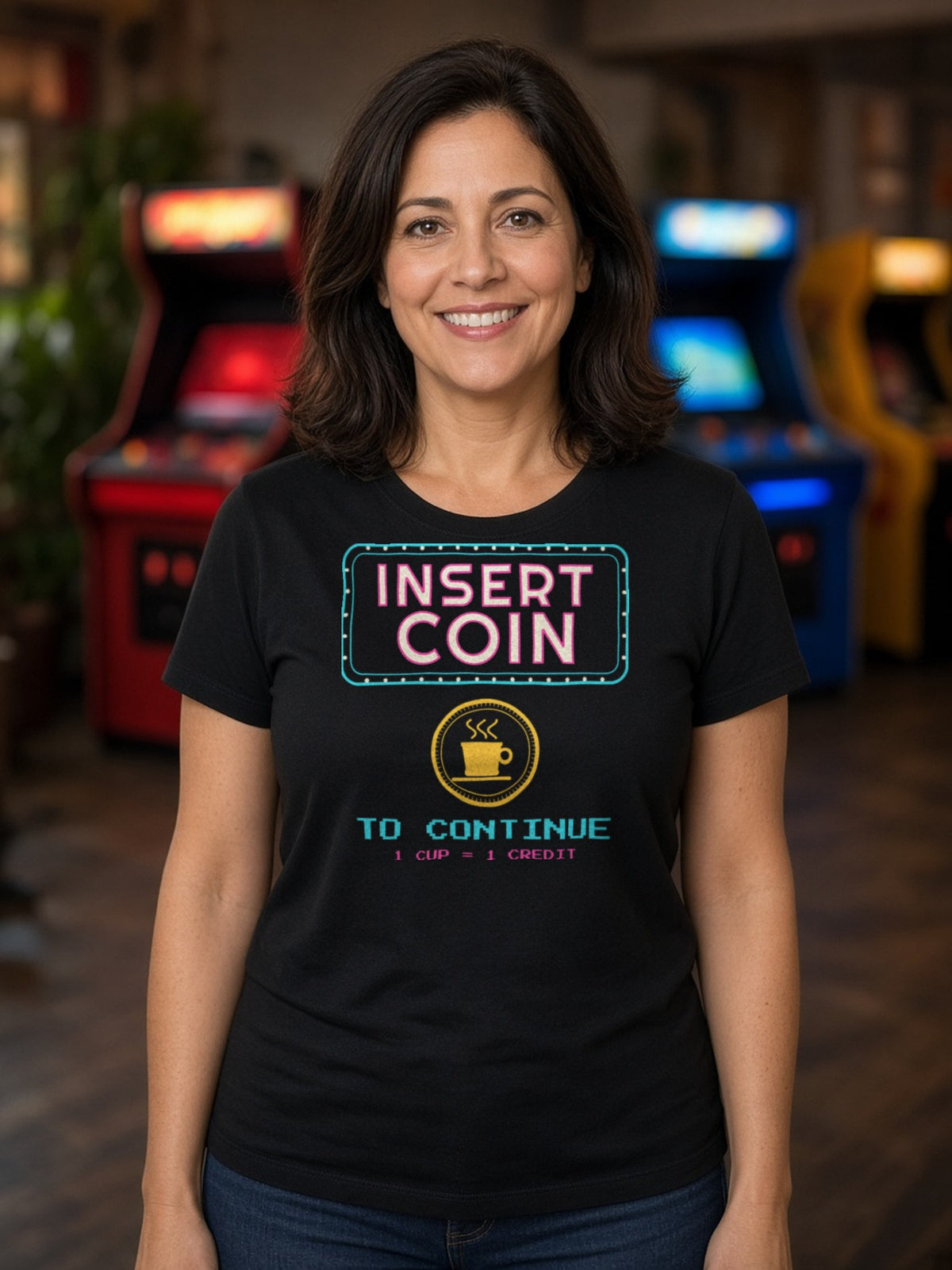 Insert Coin to Continue Coffee Tee - Black