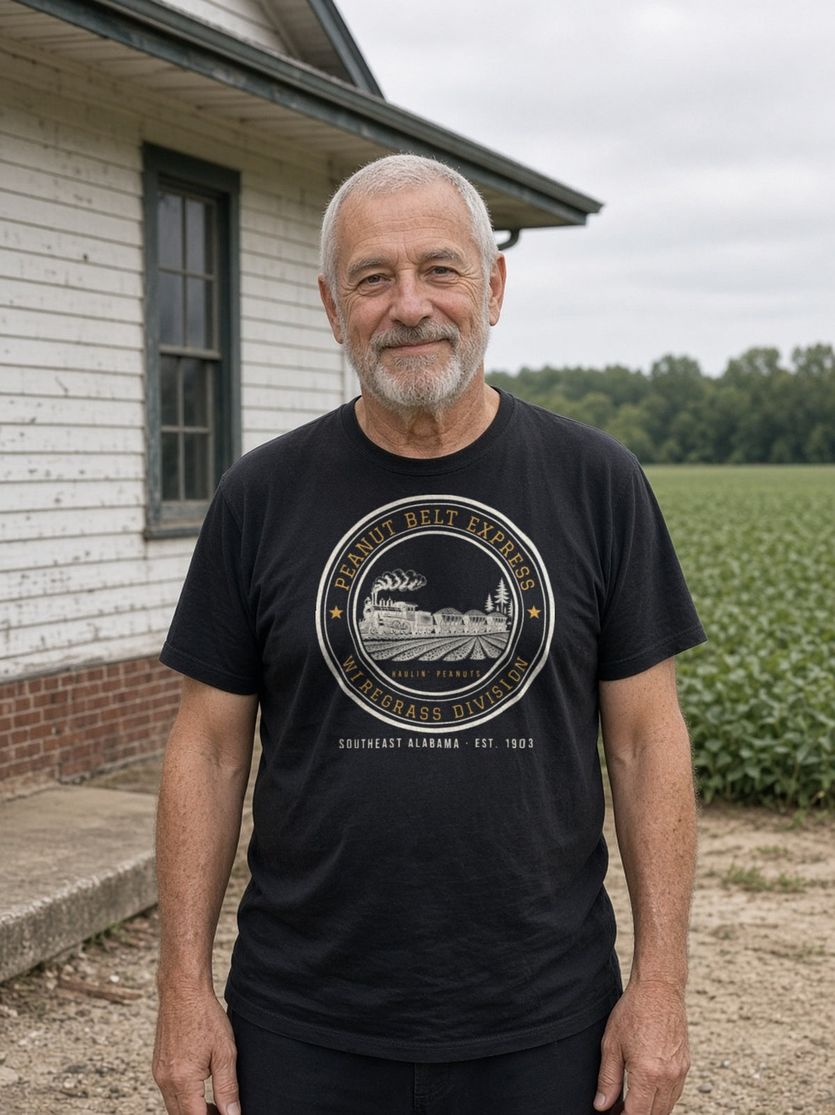 Peanut Belt Express Railroad Herald Tee - Black