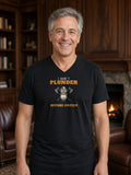 I Don't Plunder Before Coffee Viking V-Neck Tee (Poly Blend) - Black