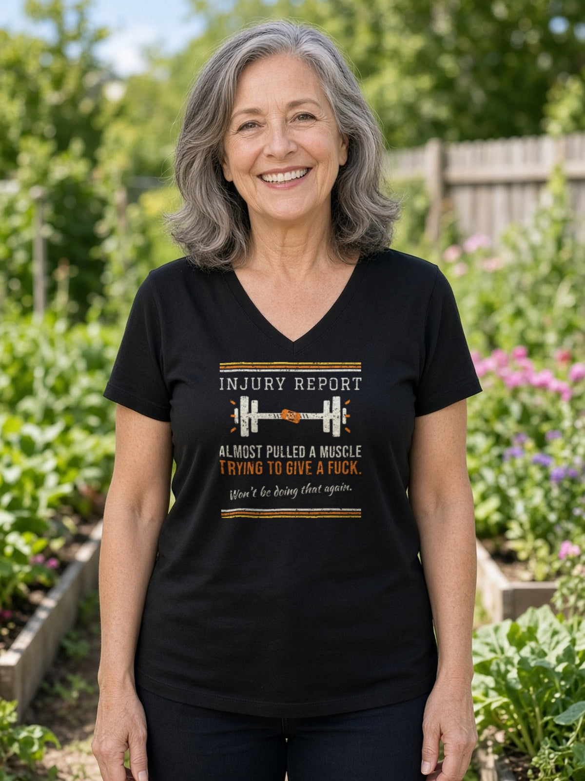 Almost Pulled a Muscle V-Neck Tee (Poly Blend) – Injury Report - Black