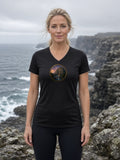 Fortress of the River Gate Women's V-Neck Tee (Polyester) - Black