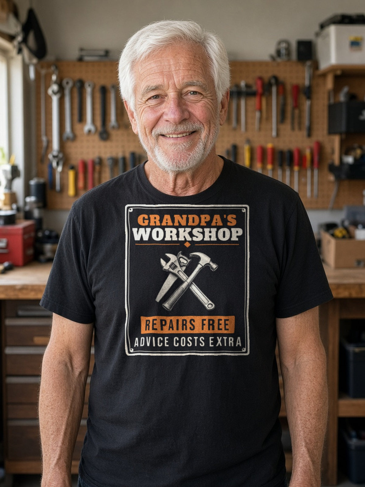 Grandpa's Workshop Tin Sign Tee - Black