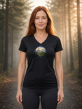 The Valley Citadel Women's V-Neck Tee (Polyester) - Black
