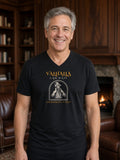 Valhalla Can Wait, Grandkids First Viking V-Neck Tee (Poly Blend) - Black