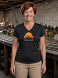 Southern Steam Sunset Alabama Rails Women's V-Neck Tee (Polyester) - Black