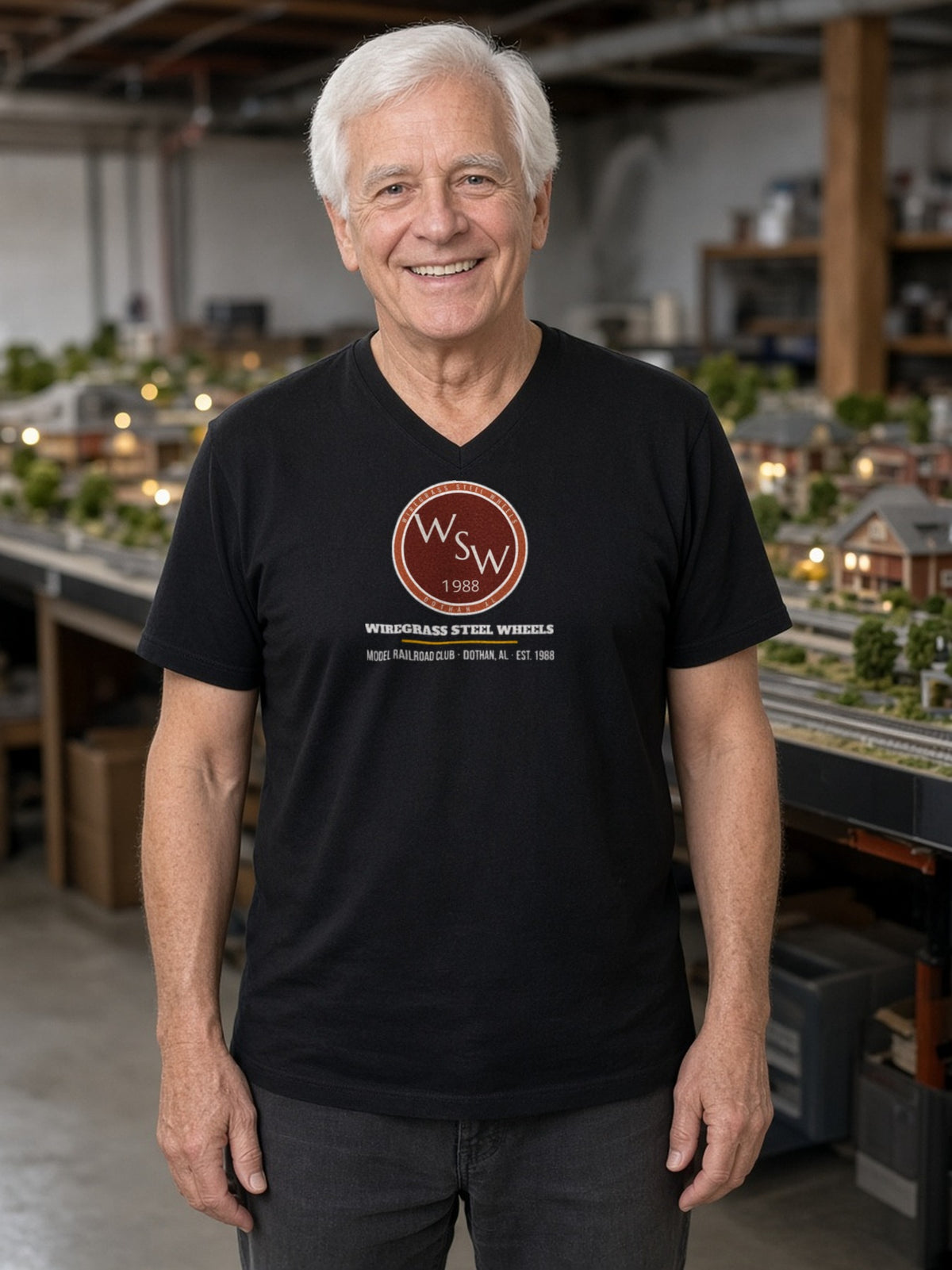Wiregrass Layout V-Neck Tee - Black