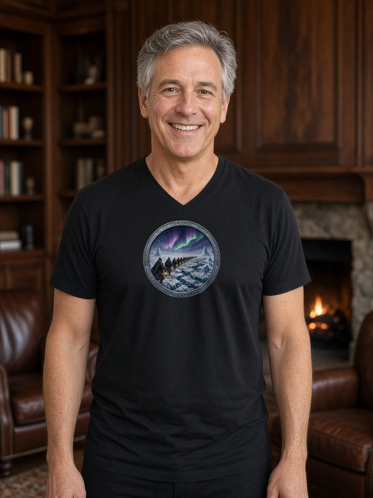 March of the Lantern Bearers V-Neck Tee (Poly Blend) - Black