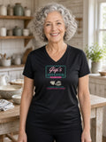 Gigi's Kitchen Retro Diner Sign Women's V-Neck Tee (Polyester) - Black