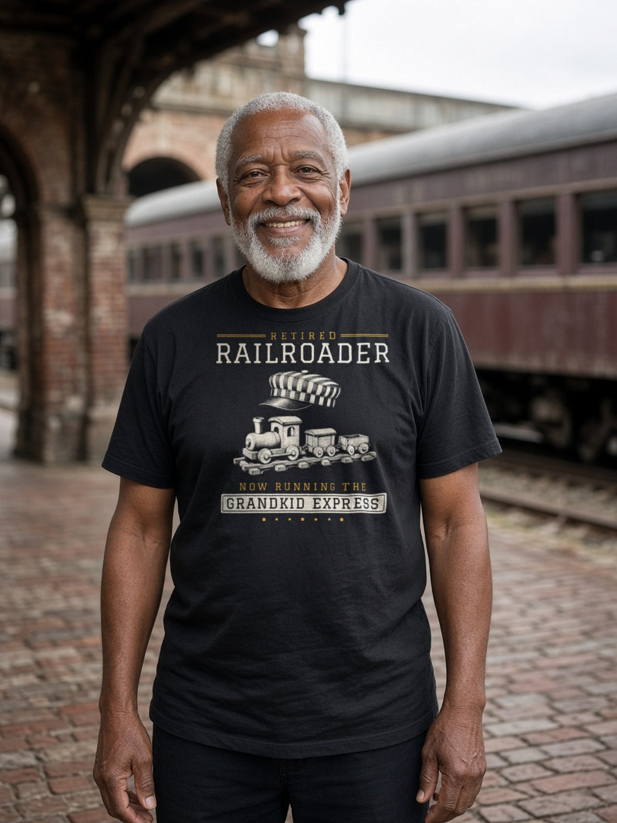 Retired Railroader Grandkid Express Tee - Black