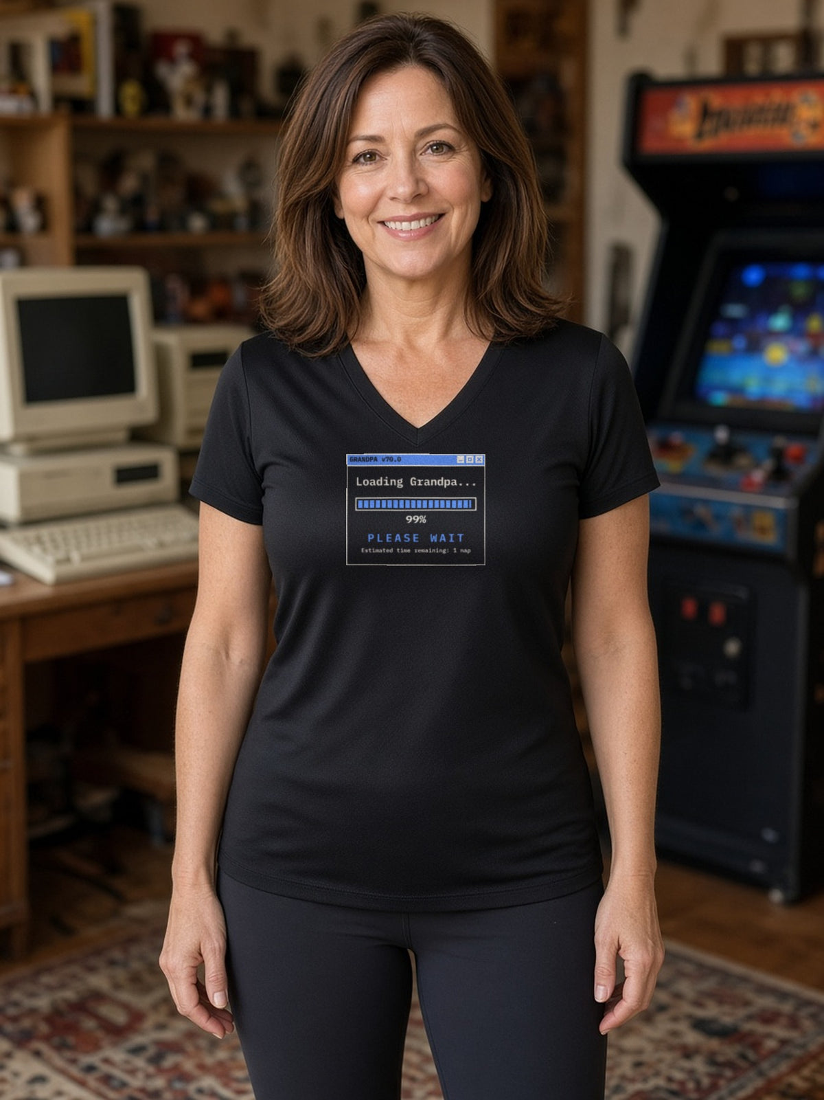 Loading Grandpa 99% Women's V-Neck Tee (Polyester) - Black