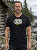 PAPA in Runes Carved Stone V-Neck Tee - Black