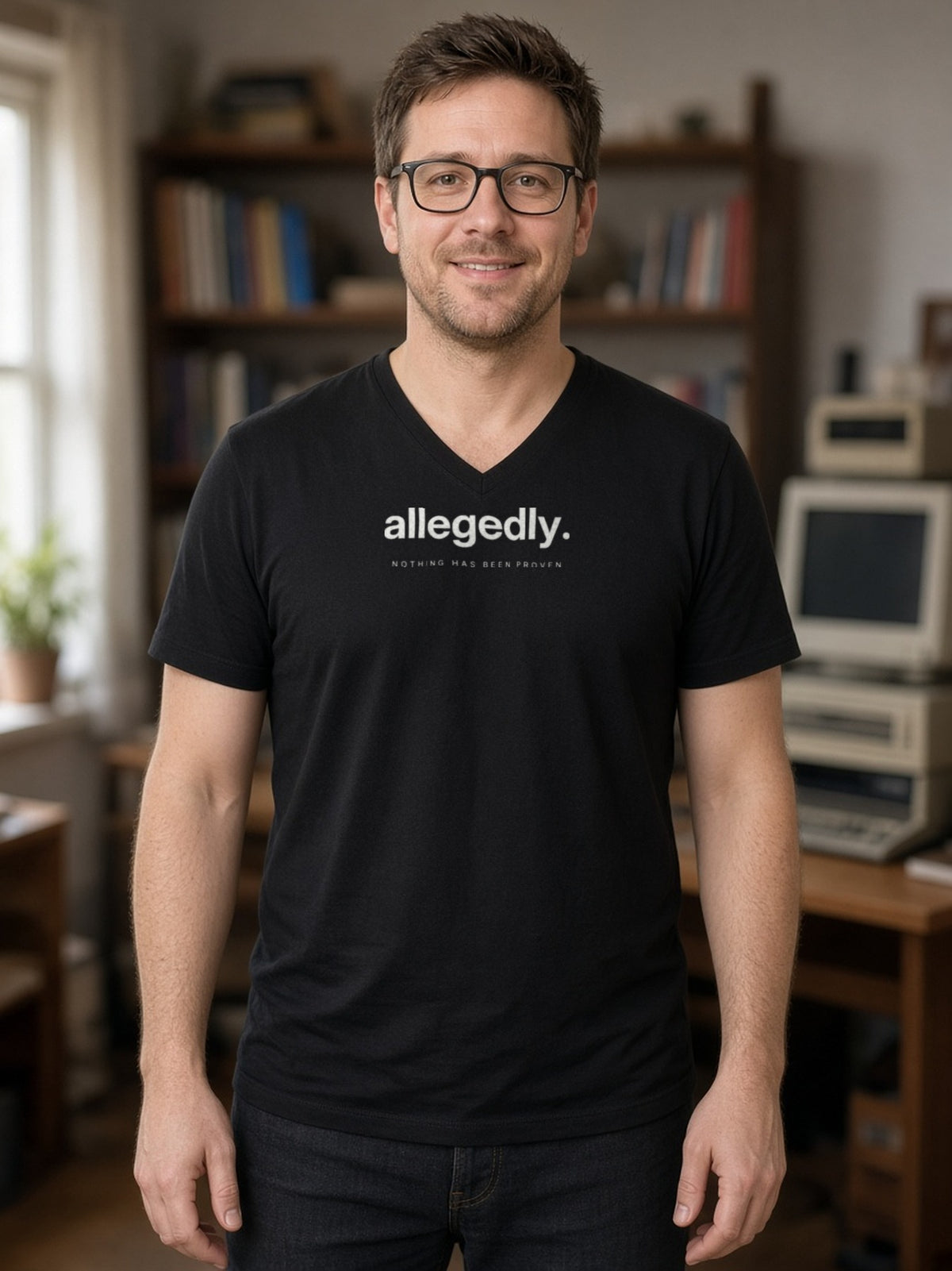 Allegedly Minimal V-Neck Tee (Poly Blend) - Black
