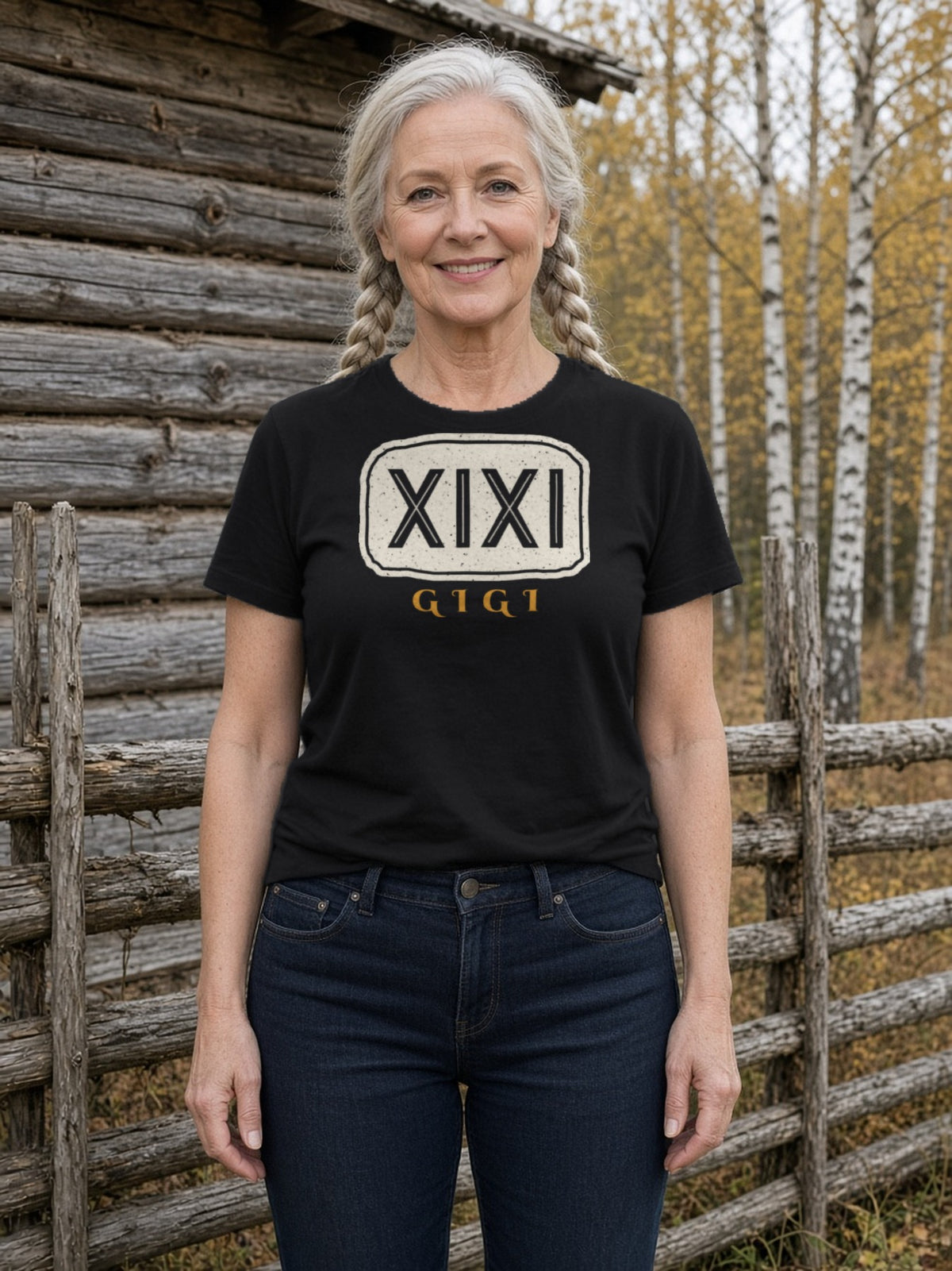 GIGI in Runes Carved Stone Tee - Black