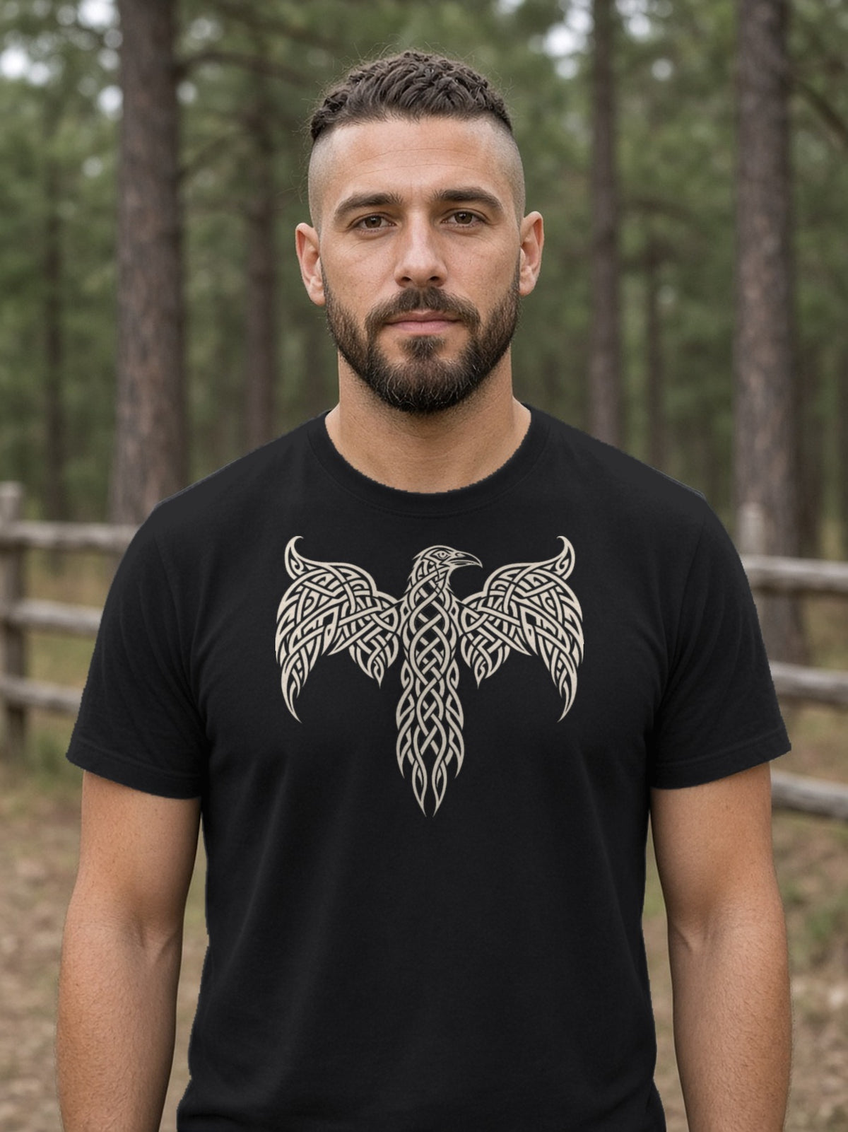Knotwork Raven Norse Art Tee - Black