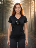 The Wolf and the Shining Gem Women's V-Neck Tee (Polyester) - Black