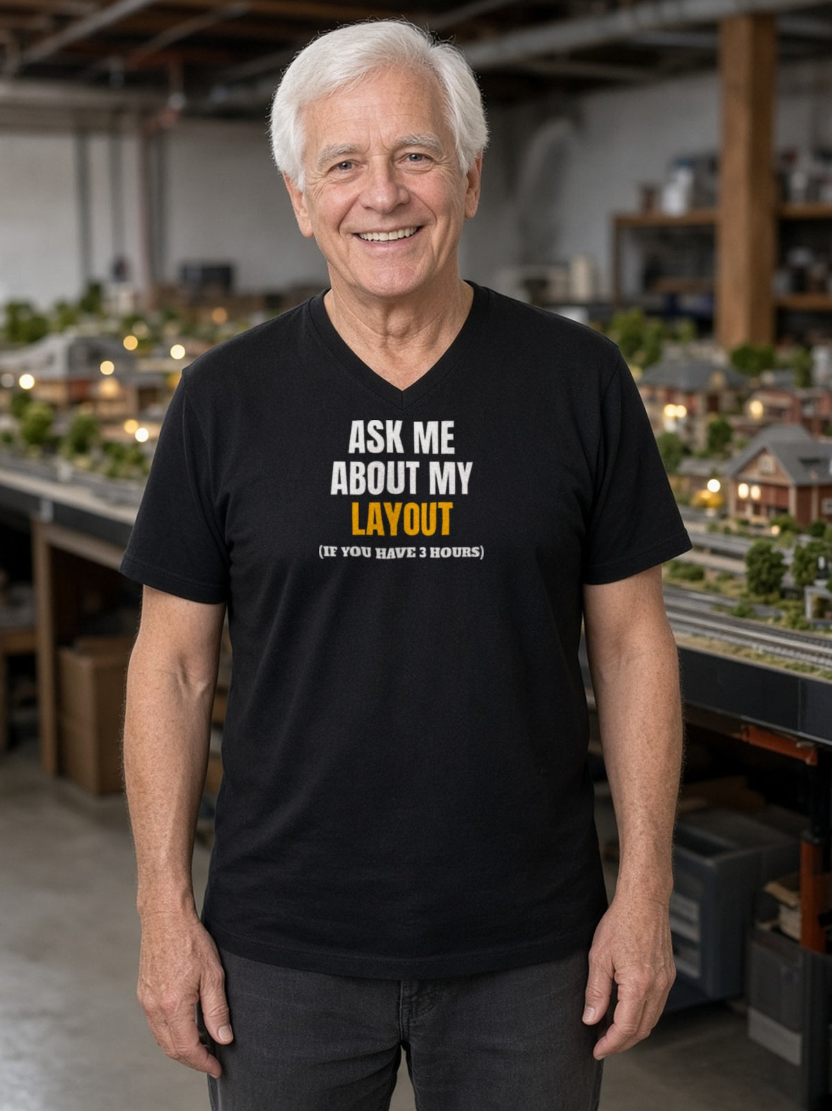 Ask Me About My Layout (If You Have 3 Hours) V-Neck Tee - Black